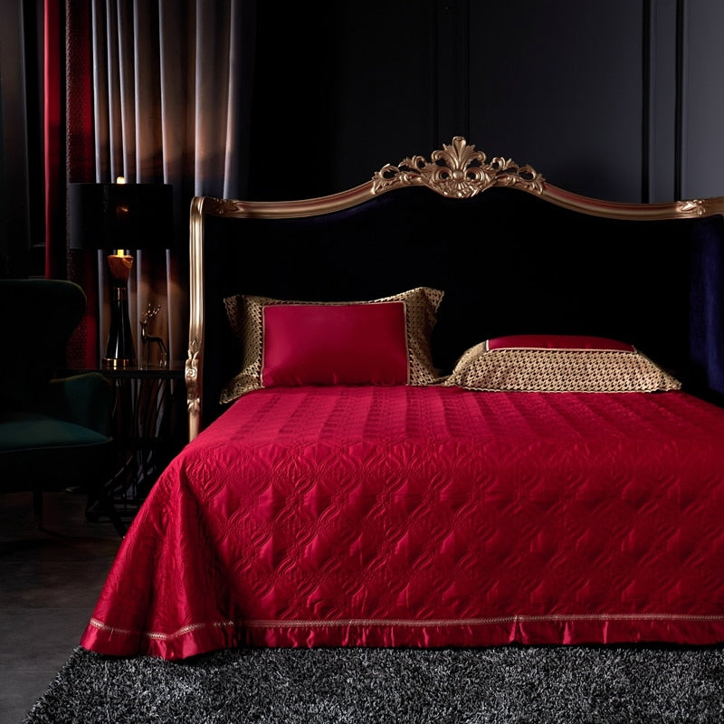 Luxury Baroque Royal Wedding Gold Lace Duvet Cover Set, Silk Cotton 1200TC Bedding Set