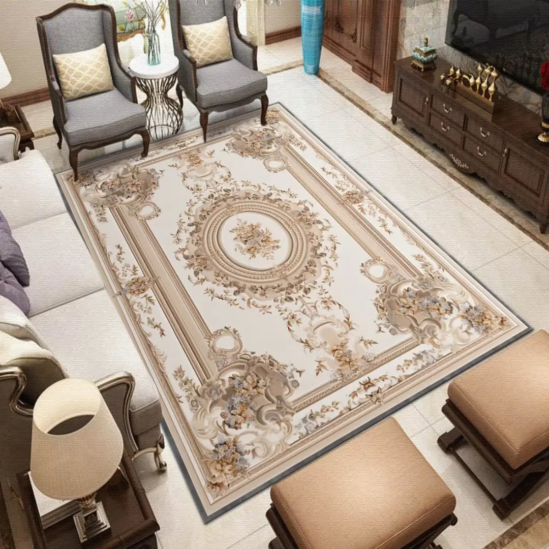 Luxury Baroque European Carpet Hotel Grade Soft Rug for Kids Bedroom Lounge