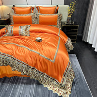 Thumbnail for Luxury Orange Purple Europe Chic Soft Hotel Grade Duvet Cover, Egyptian Cotton 1200TC Bedding Set