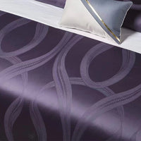 Thumbnail for Luxury Dark Purple Pink Patchwork Satin Jacquard Silky Duvet Cover Set, Egyptian Cotton 1000TC Bedding Set