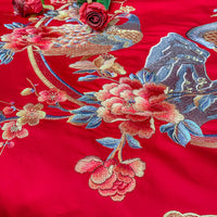 Thumbnail for Luxury Red Peacock Elegant Phoenix Embroidered Wedding Duvet Cover Set, 600TC Egyptian Cotton Bedding Set