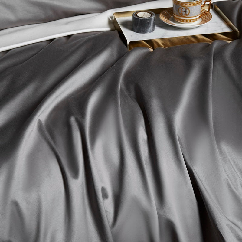 Grey Burgundy Egyptian Cotton 1000 Thread Count Luxury Hotel Silky Embroidered Duvet Cover Bedding Set