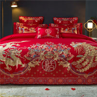 Thumbnail for Luxury Red Gold Phoenix Europe Wedding Duvet Cover Set, Egyptian Cotton 1000TC Bedding Set