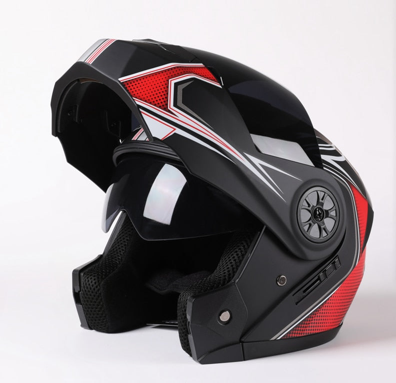 Red Black Full Face Flip Up Motorcycle Helmets Motorbike Motocross Sport