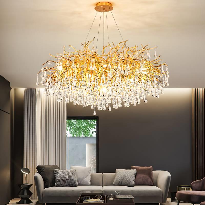 Luxury Gold Crystal Lighting Chandeliers Branches Crystal for Living Room Home Decor