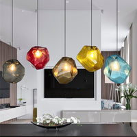 Thumbnail for Modern Yellow Blue Stone Glass Pendant Lighting Hanging Lamp