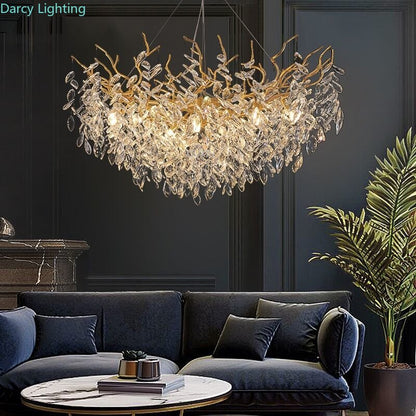 Modern Luxury Gold Crystal Large Chandelier Lighting LED Branch Room Decoration