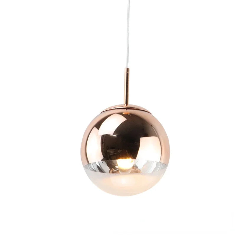 Modern Rose Gold Glass Ball Pendant Lighting Hanging Lamp Kitchen Decor