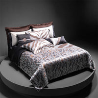 Thumbnail for Brown Silver Sexy Leopard Print Luxury Top Grade Silky Soft Duvet Cover Set, 1500TC Egyptian Cotton Bedding Set