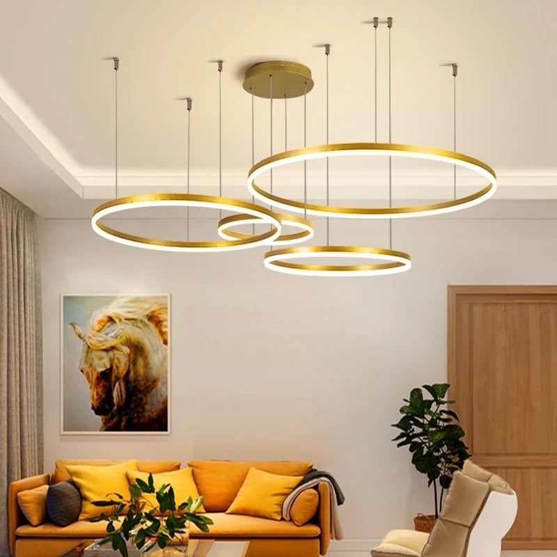 Modern Lighting 2 to 5 LED Circle Rings Ceiling Chandelier Living Room Home Decor