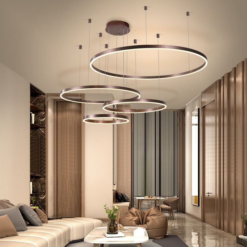 Modern Lighting 2 to 5 LED Circle Rings Ceiling Chandelier Living Room Home Decor