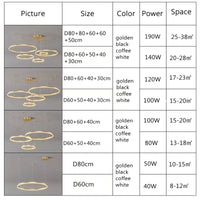 Thumbnail for Modern Lighting 2 to 5 LED Circle Rings Ceiling Chandelier Living Room Home Decor