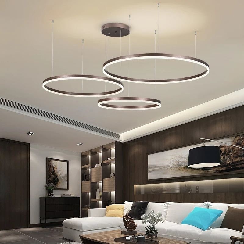 Modern Lighting 2 to 5 LED Circle Rings Ceiling Chandelier Living Room Home Decor