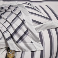 Thumbnail for Luxury Grey Modern Black Stripe Duvet Cover Set, 1000TC Egyptian Cotton Bedding Set