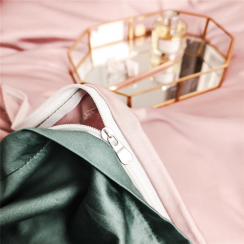 Luxury Pink Green Modern Solid Color Soft Silky Comfy Duvet Cover Set, 600TC Egyptian Cotton Bedding Set