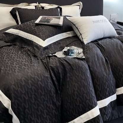 Nature Black White Brown Premium Silky Soft Patchwork Duvet Cover Set, 1000TC Egyptian Cotton Bedding Set