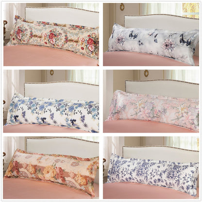 English Floral Floral Printed 100% Mulberry Silk Long Pillowcase Smooth Soft  A23