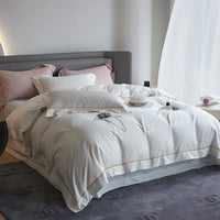 Thumbnail for White Gold Luxury Jacquard Duvet Cover Set, 1000TC Egyptian Cotton Bedding Set