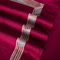 Thumbnail for Grey Red Burgundy Embroidery Satin Jacquard Duvet Cover Set, Egyptian Cotton 1400TC Bedding Set