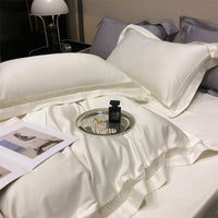 Thumbnail for Luxury White Gold Champagne Hotel Style Wedding Duvet Cover Set, 1000TC Egyptian Cotton Bedding Set