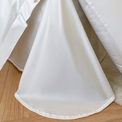 Gold White Luxury Flowers Embroidery Wedding Duvet Cover, 1000TC Egyptian Cotton Bedding Set
