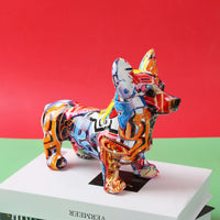 Thumbnail for Corgi Dog Art Graffiti Painting Sculptures and Statues Creative Resin Crafts