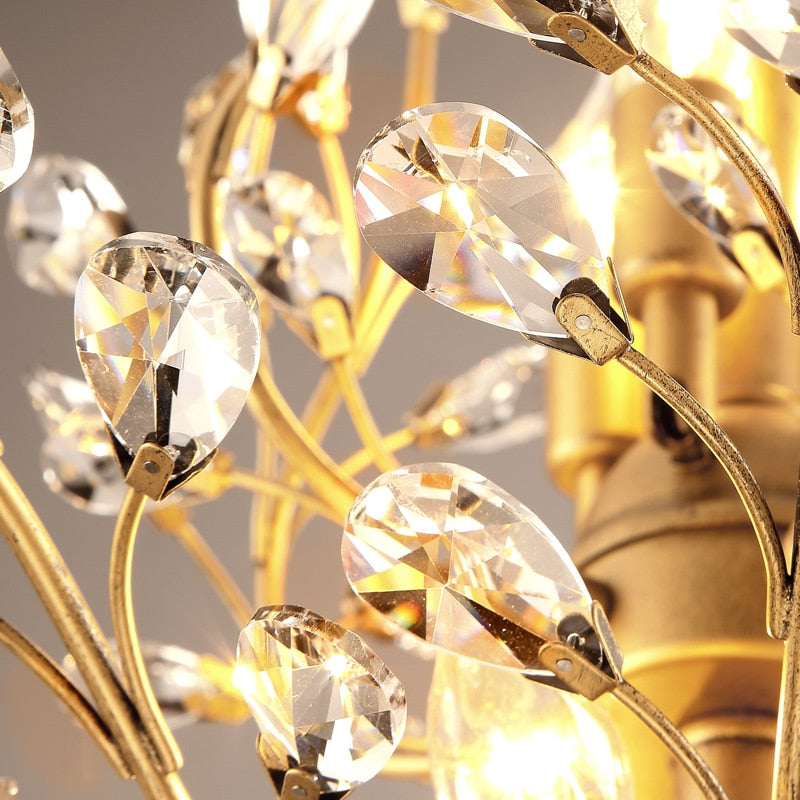 Vintage Gold Black Candle Crystal Chandelier Led Pendant Lighting Room Decor