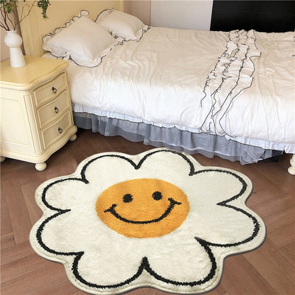 Nordic Smile Sunflower Rugs Living Room Round Carpet Decor
