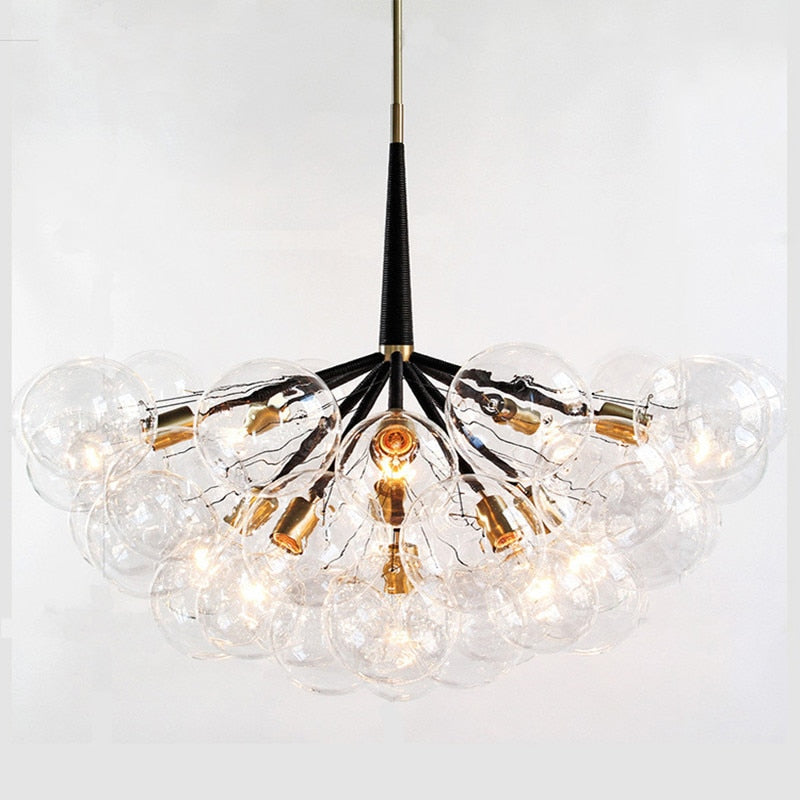 Modern Gold Black Glasses Chandelier Lighting Wires Pendant 9-18 Glass Ball Hanging Home Decor