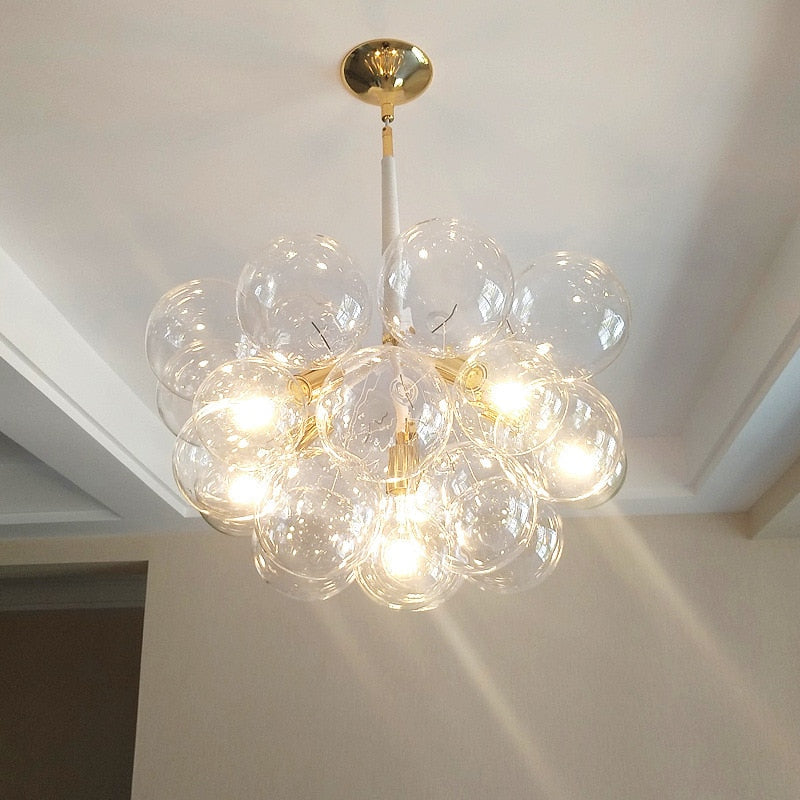 Modern Gold Black Glasses Chandelier Lighting Wires Pendant 9-18 Glass Ball Hanging Home Decor