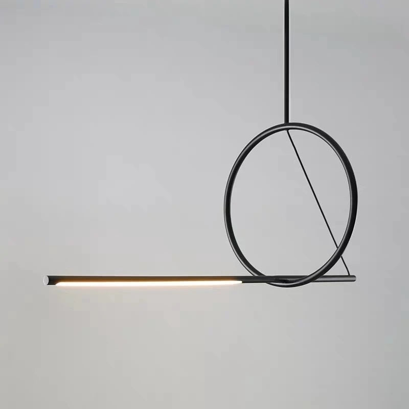 Nordic LED Pendant Lighting Black Iron Line Strip Hanging Lamp Home Decor