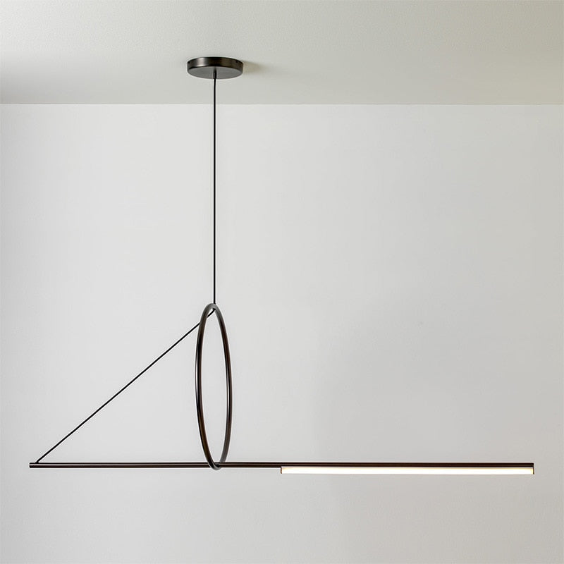 Nordic LED Pendant Lighting Black Iron Line Strip Hanging Lamp Home Decor