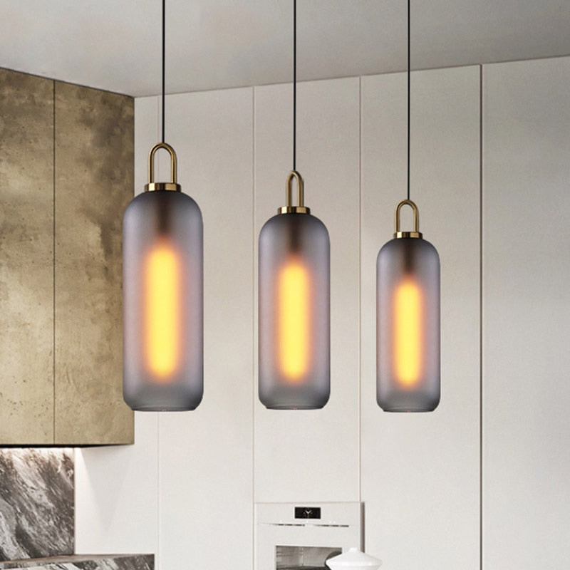 Europe Lighting Led Pendant Smoke Grey Glass Hanging Lamp Bedroom