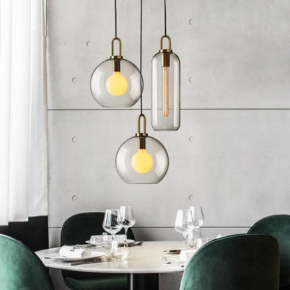 Europe Lighting Led Pendant Smoke Grey Glass Hanging Lamp Bedroom