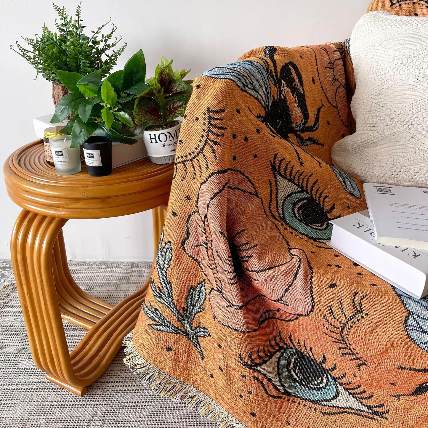 Bee Floral Nordic Blankets Throws Home Decor Sofa Towel