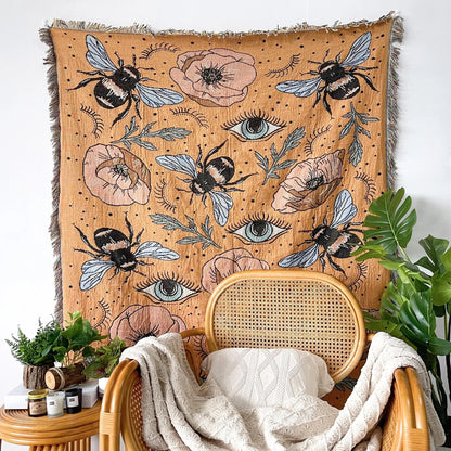 Bee Floral Nordic Blankets Throws Home Decor Sofa Towel