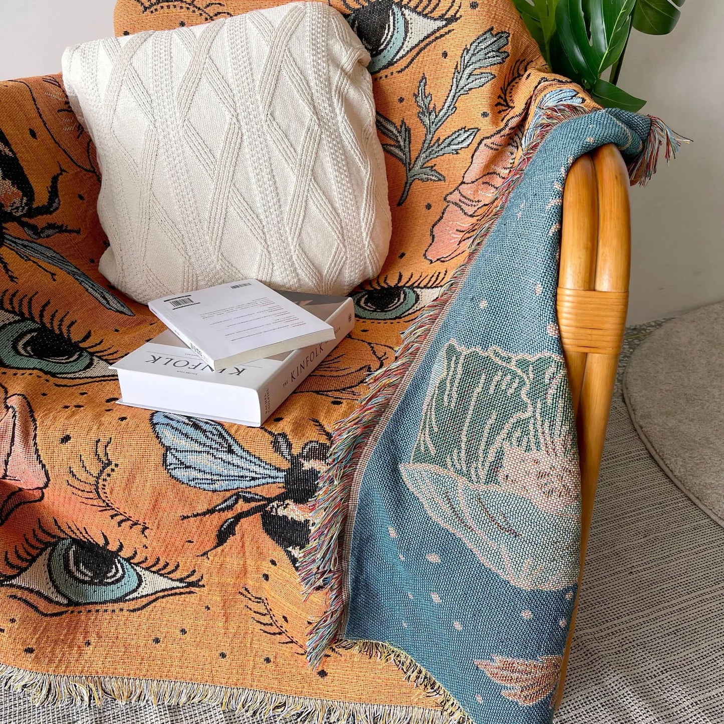 Bee Floral Nordic Blankets Throws Home Decor Sofa Towel