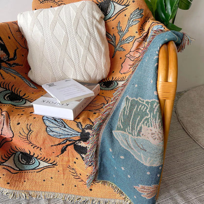 Bee Floral Nordic Blankets Throws Home Decor Sofa Towel