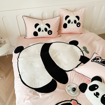 Pink Panda Cotton 100% Child Kids Duvet Cover Bedding Set