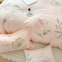 Thumbnail for Pink Flowers Premium Embroidery Duvet Cover Set, 1000TC Egyptian Cotton Bedding Set