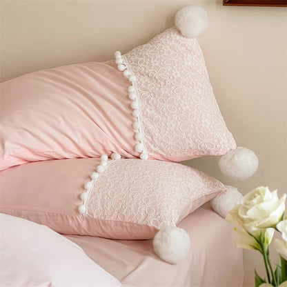 Pink Blue French Washed Cotton Kids Girl Bedding Patchwork Duvet Cover Bedding Set