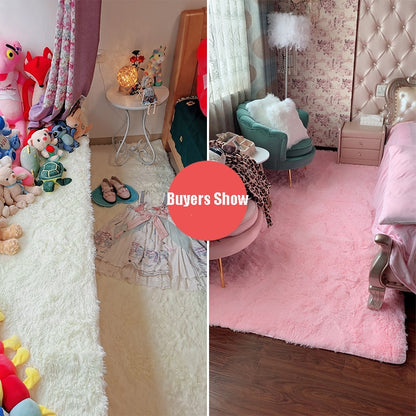 Pink Grey Classic Carpet Shaggy Rugs for Children Soft Mat Living Room