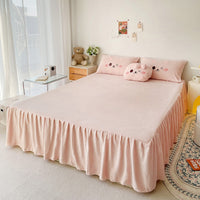 Thumbnail for Pink Rabbit Animal Embroidery Kid Duvet Cover, Velvet Fleece Bedding Set