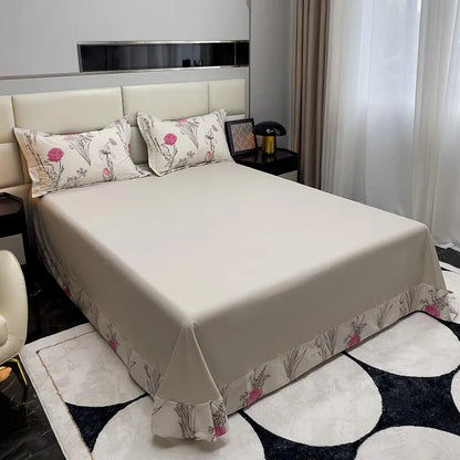 Pink Rose Flowers Premium Family Duvet Cover Set, 100%Cotton Brushed Bedding Set