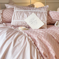 Thumbnail for Pink French Princess Europe Wedding Lace Pleated Edge Duvet Cover, 1000TC Egyptian Cotton Bedding Set