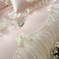 Thumbnail for Soft Pink Romantic Lace Ruffles French Princess Velvet Fleece Duvet Cover Bedding Set