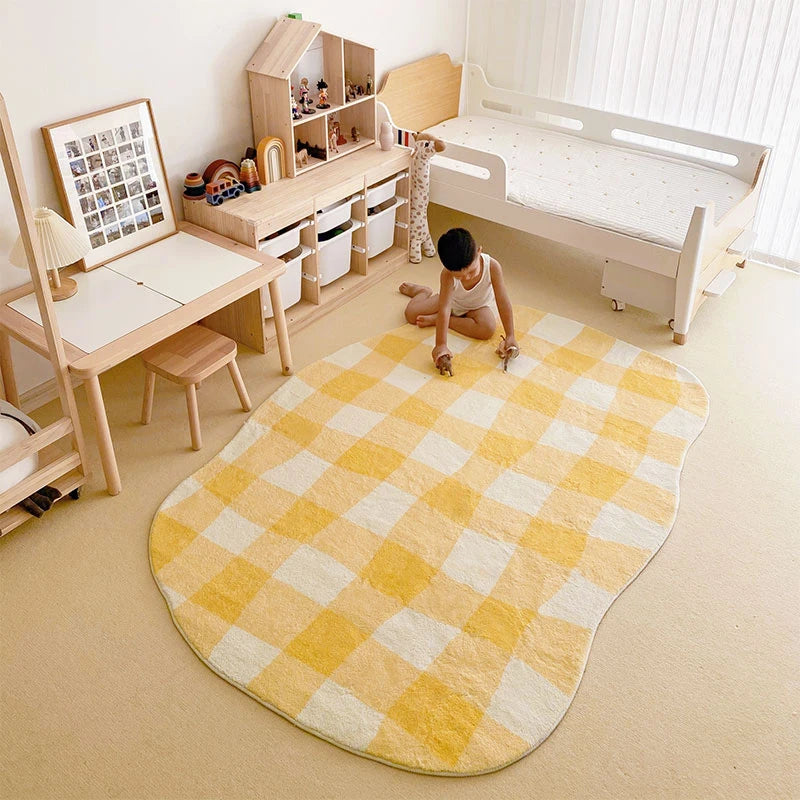 Minimal Yellow Green Soft Large Area Living Room Rug Carpet Children's Room