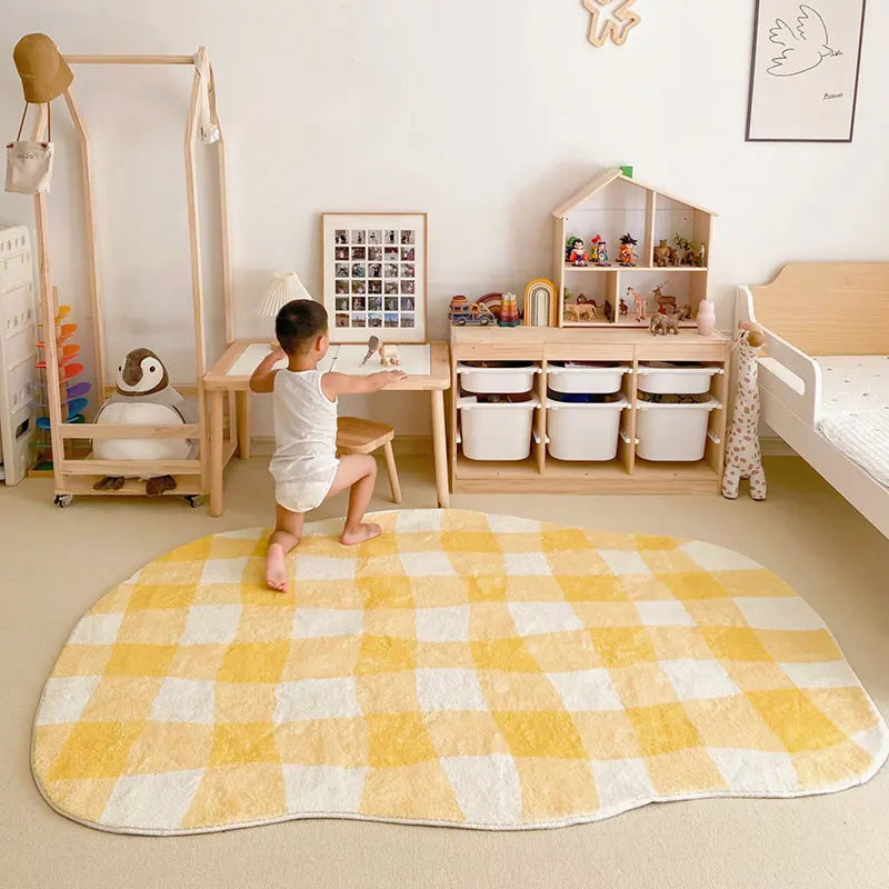 Minimal Yellow Green Soft Large Area Living Room Rug Carpet Children's Room