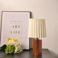 Thumbnail for Nordic White and Wood Pleated Decorative Lamp Lighting Bedroom Bedside