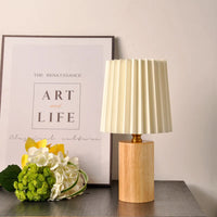 Thumbnail for Nordic White and Wood Pleated Decorative Lamp Lighting Bedroom Bedside
